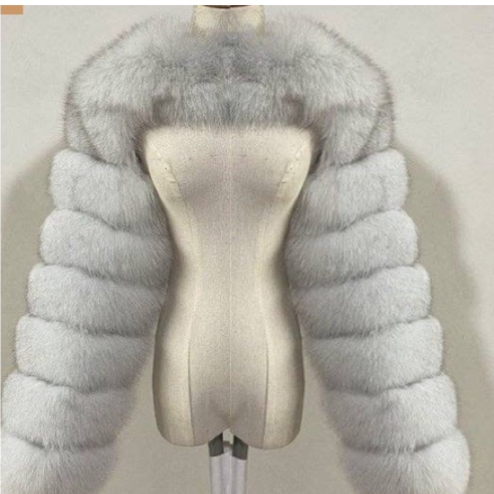 Silver fox faux fur scarf